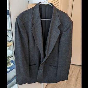 OSCAR DE LA RENTA Sport Coat Mens Size 44R Black Pinned Wool Blazer 2 Button